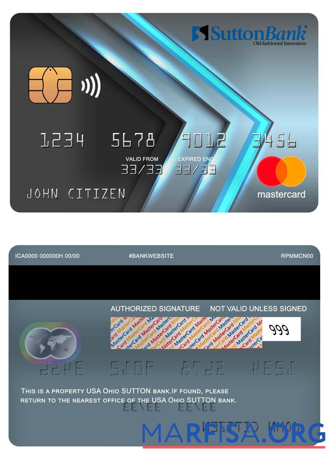 Downloadable USA Ohio SUTTON bank mastercard template